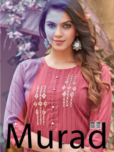 Murad By Rung Embroidery And Mirror Work Daily Wear Kurti Collection
